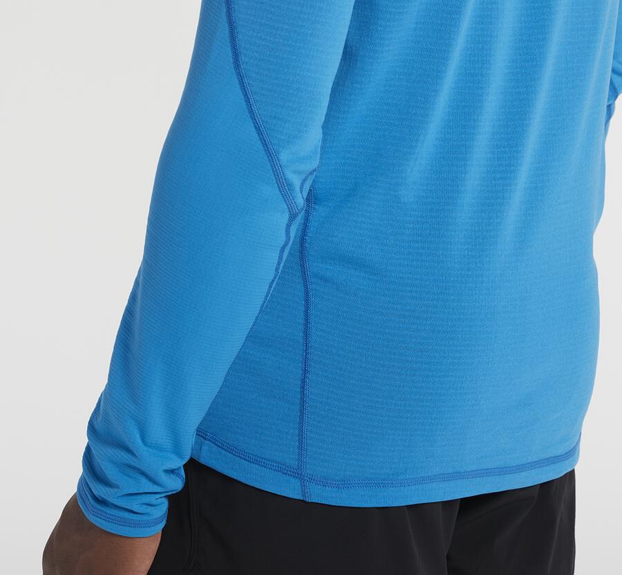 Top Hoka One One Masculino Azuis - 1/2 Ziper Midlayer - 763-PQMIFB